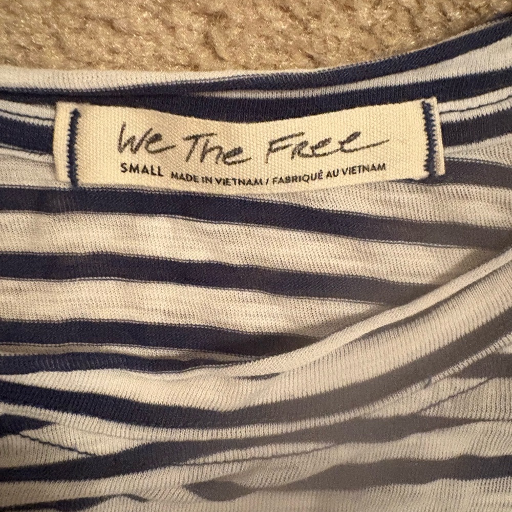 Free People We The Free Navy and White Striped Tee